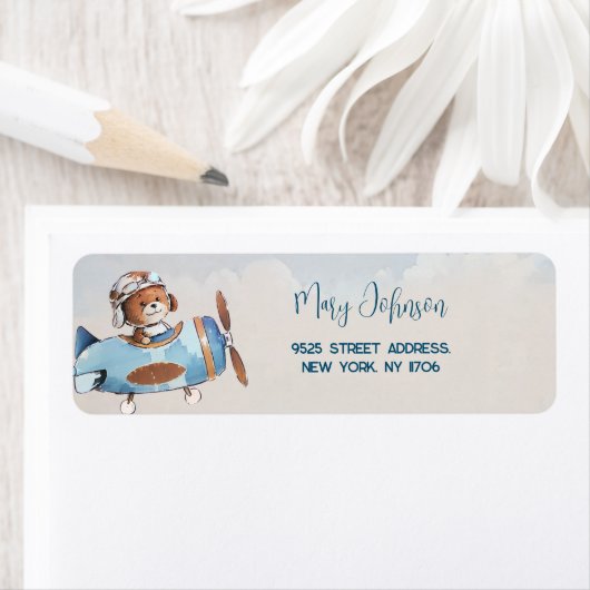 テディベア赤ちゃんシャワー差出人住所ラベル ラベル (インサイチュ)