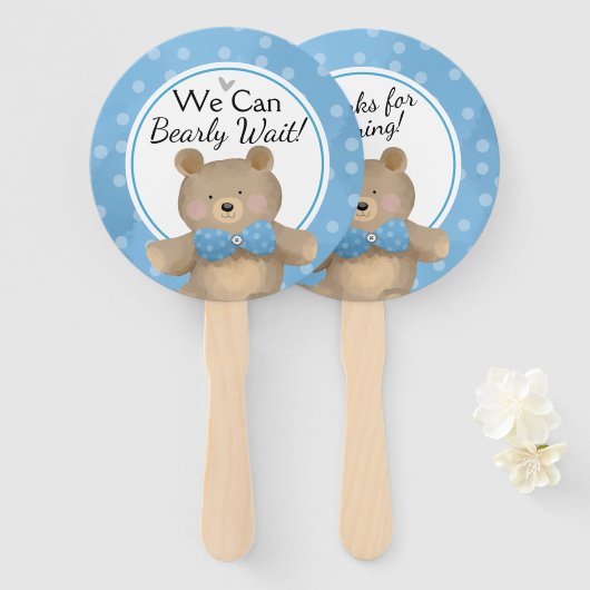 テディベア赤ちゃんシャワー心待ち ハンドファン (正面&裏面)