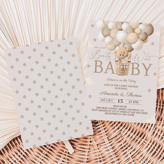 テディベア赤ちゃんシャワー心待ち 招待状