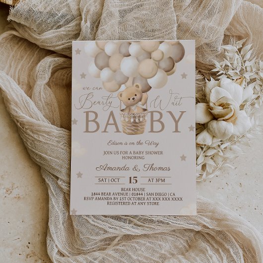 テディベア赤ちゃんシャワー心待ち 招待状