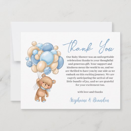 テディベア赤ちゃんシャワー感謝していボーイあなた シーズンカード (正面)