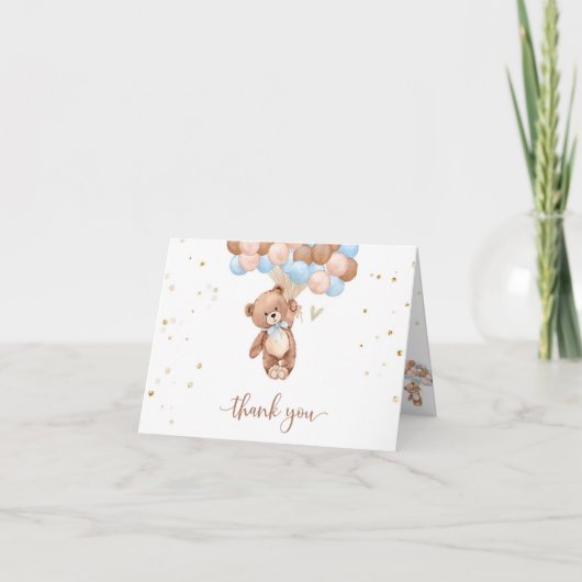 テディベア赤ちゃんシャワー感謝していユーエンクロージャカード 招待状 (正面)