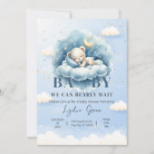テディベア赤ちゃんシャワー我々は心から待つことができる男の赤ちゃん 招待状 (正面)