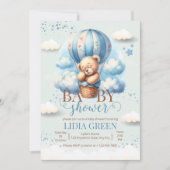 テディベア赤ちゃんシャワー我々は心から待つことができる男の赤ちゃん 招待状 (正面)