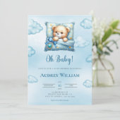 テディベア赤ちゃんシャワー招待状オベビー枕 招待状 (スタンド正面)