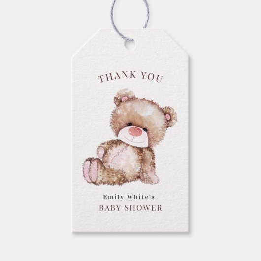 テディベア赤ちゃんシャワー招待状心待ちできる ギフトタグ (正面)