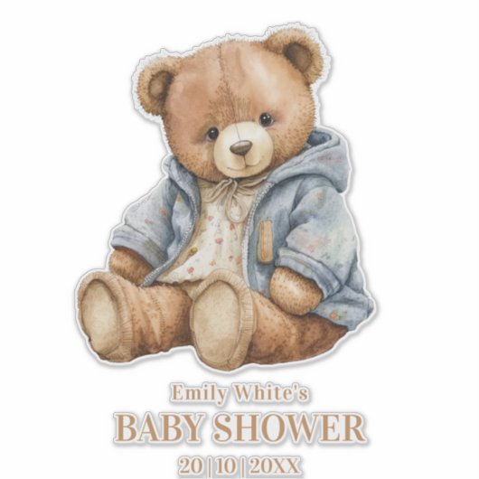 テディベア赤ちゃんシャワー招待状心待ちできる シール (正面)