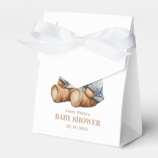 テディベア赤ちゃんシャワー招待状心待ちできる フェイバーボックス (正面サイド)