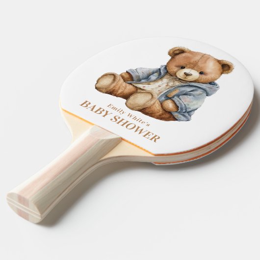テディベア赤ちゃんシャワー招待状心待ちできる 卓球ラケット (正面アングル)