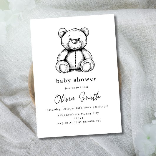テディベア赤ちゃんシャワー招待状男女兼用、 招待状