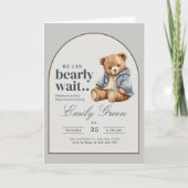 テディベア赤ちゃんシャワー招待状、心底待ちできる 招待状 (正面)