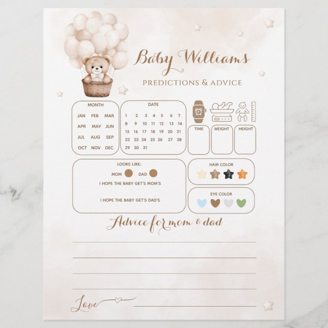 テディベア赤ちゃんシャワー推理ゲーム (正面)