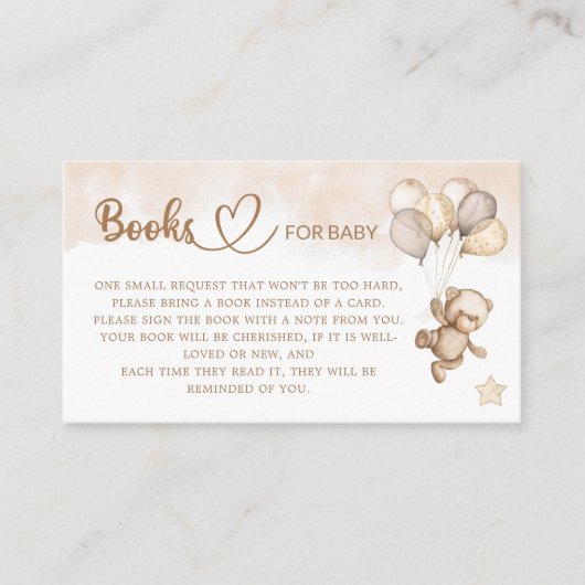 テディベア赤ちゃんシャワー本のためのベビー エンクロージャーカード (正面)