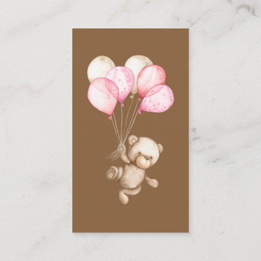 テディベア赤ちゃんシャワー本のためのベビー エンクロージャーカード (裏面)