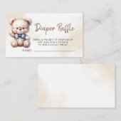 テディベア赤ちゃんシャワー水の色おむつラッフル エンクロージャーカード (正面/裏面)