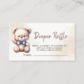 テディベア赤ちゃんシャワー水の色おむつラッフル エンクロージャーカード (正面)