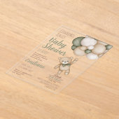 テディベア赤ちゃんシャワー男の子アクリルスペインのインビタット アクリル招待状 (レイダウン)