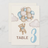 テディベア赤ちゃんシャワー男の子テーブルの看板 招待状 (正面/裏面)