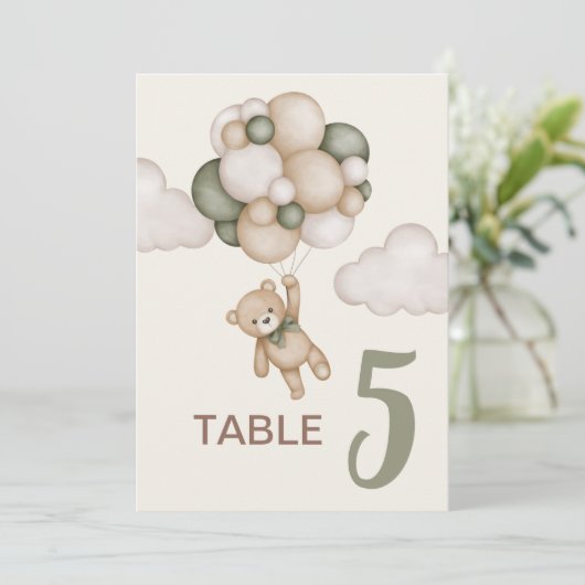 テディベア赤ちゃんシャワー男の子テーブルの看板 招待状 (スタンド正面)