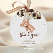 テディベア赤ちゃんシャワー私たちはほとんど待つことができない フェイバータグ