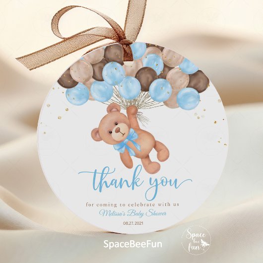 テディベア赤ちゃんシャワー私たちはほとんど待つことができない フェイバータグ