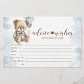 テディベア赤ちゃんシャワー親アドバイスウィッシュカード 便箋 (正面)