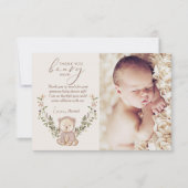 テディベア赤ちゃんシャワー サンキューカード (正面)