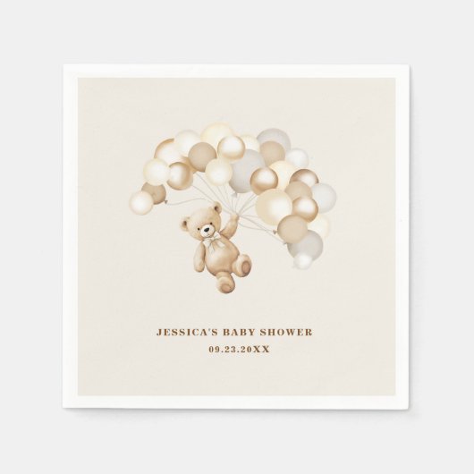 テディベア赤ちゃんシャワー スタンダードカクテルナプキン (正面)