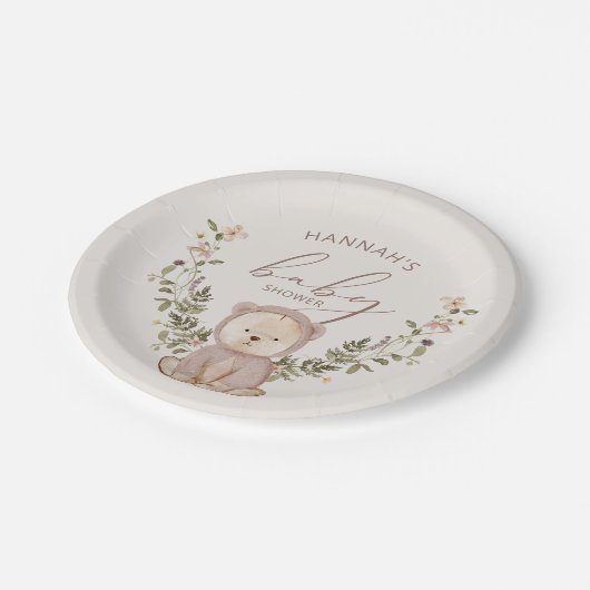 テディベア赤ちゃんシャワー ペーパープレート (アングル)