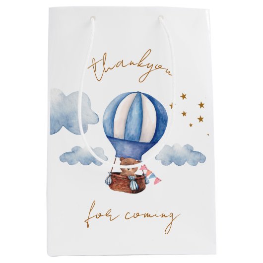 テディベア赤ちゃんシャワー ミディアムペーパーバッグ (正面)