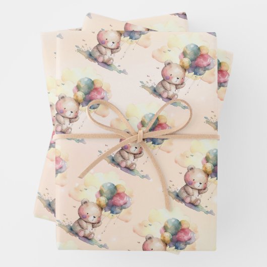 テディベア赤ちゃんシャワー ラッピングペーパーシート (インサイチュ)