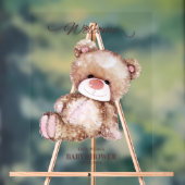 テディベア赤ちゃんシャワー、女の子ピンクのクマ赤ちゃんシャワー アクリルサイン (ニュートラル)