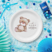 テディベア赤ちゃんシャワー、女の子ピンクのクマ赤ちゃんシャワー ペーパープレート (パーティー)