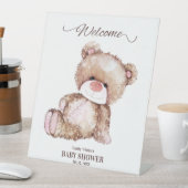 テディベア赤ちゃんシャワー、女の子ピンクのクマ赤ちゃんシャワー 台座サイン (インサイチュ)