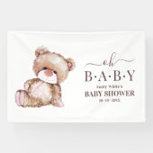 テディベア赤ちゃんシャワー、女の子ピンクのクマ赤ちゃんシャワー 横断幕 (横)