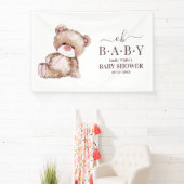 テディベア赤ちゃんシャワー、女の子ピンクのクマ赤ちゃんシャワー 横断幕 (インサイチュ)