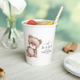 テディベア赤ちゃんシャワー、女の子ピンクのクマ赤ちゃんシャワー 紙コップ