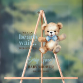 テディベア赤ちゃんシャワー、我々は心から少年を待つことができる アクリルサイン (ニュートラル)