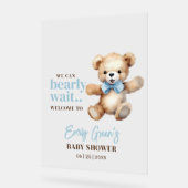 テディベア赤ちゃんシャワー、我々は心から少年を待つことができる アクリルサイン (傾斜)