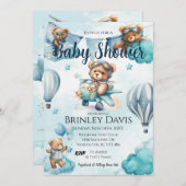 テディベア赤ちゃんシャワー 招待状 (正面/裏面)