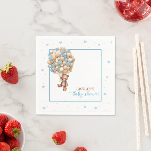 テディベア赤ちゃんシャワー – 熱気球カスタム- スタンダードカクテルナプキン (インサイチュ)