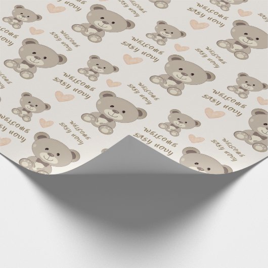 テディベア赤ちゃん男女兼用シャワー(カスタム) ラッピングペーパー (角)