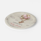 テディベア赤面ブラウンアイボリーバルーン赤ちゃんシャワー ペーパープレート (アングル)