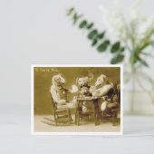 テディベア遊ズトランプのポーカーヴィンテージ ポストカード (スタンド正面)