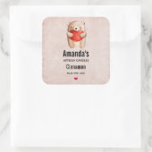 テディベア運の赤いハートキャンドルまたはソープビズ スクエアシール (バッグ)