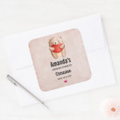 テディベア運の赤いハートキャンドルまたはソープビズ スクエアシール (封筒)