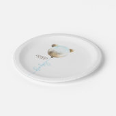 テディベア金ゴールドグリッターバルーンかわいい赤ちゃんシャワー ペーパープレート (アングル)