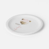 テディベア金ゴールドグリッターバルーンかわいい赤ちゃんシャワー ペーパープレート (アングル)