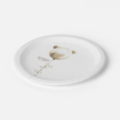 テディベア金ゴールドグリッターバルーンかわいい赤ちゃんシャワー ペーパープレート (アングル)