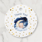 テディベア金ゴールドスタームーンベビーシャワーありがとう フェイバータグ (正面)